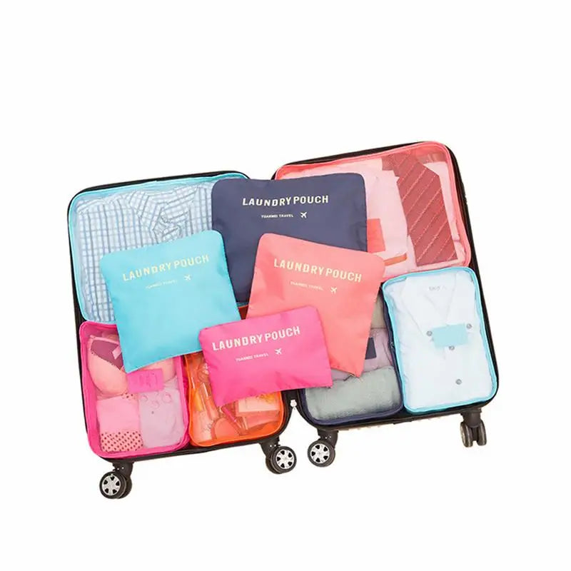 6pcs Set Travel Storage Bags Suitcase Packing Set Storage Cases