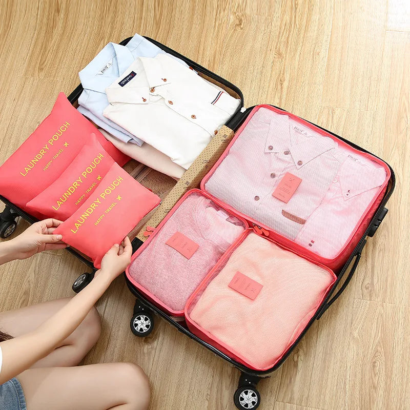 6pcs Set Travel Storage Bags Suitcase Packing Set Storage Cases