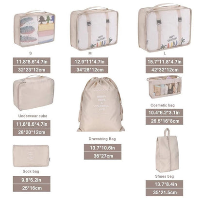8Pcs/set  Packing Cubes Travel Organizer